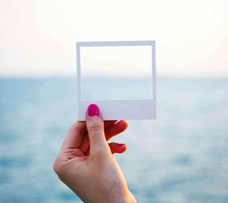 Photo frame hand sea