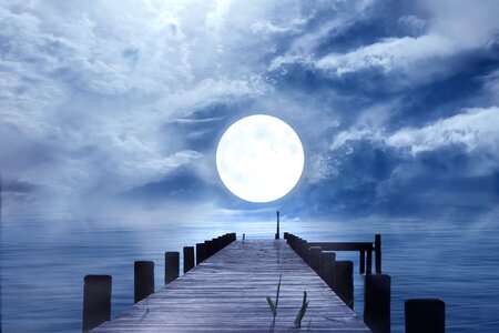 Pier moon night
