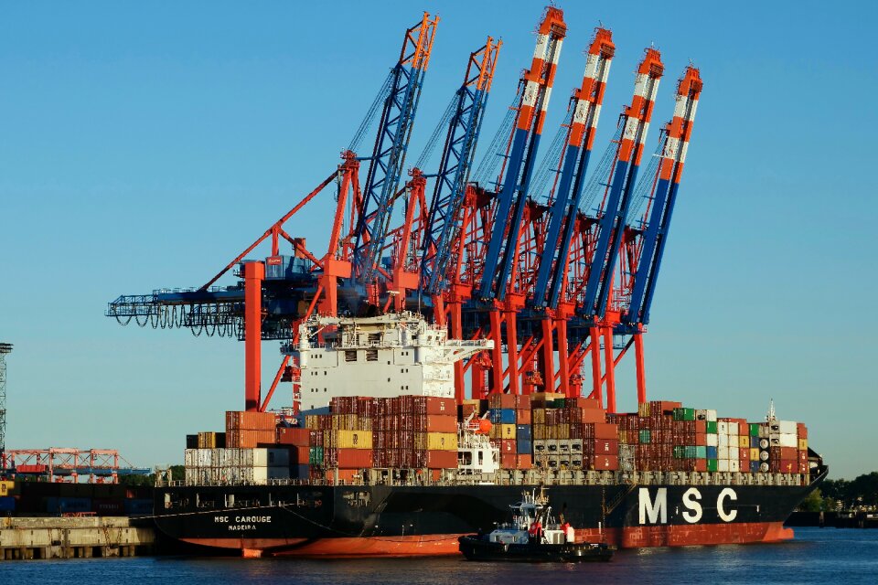 Port hamburg cargo ship