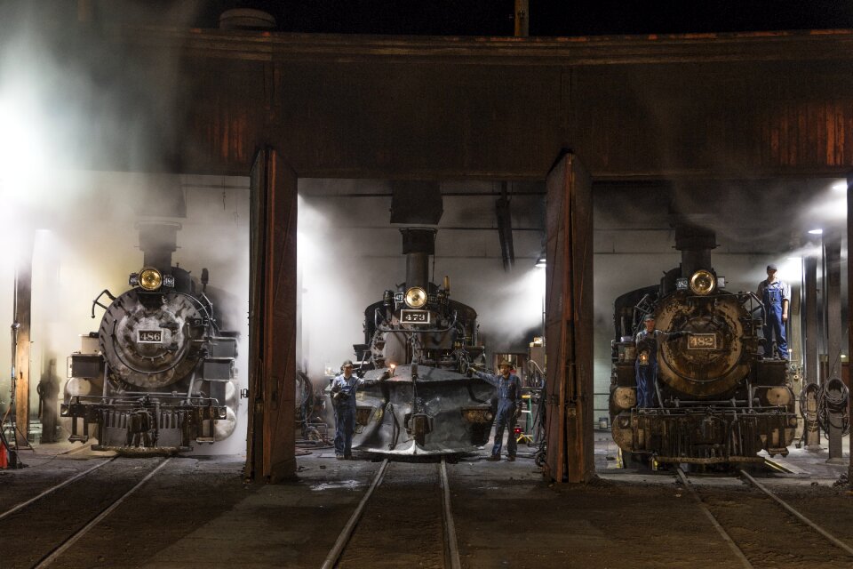 Steam locomotives roundhouse