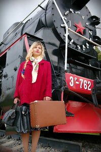 Steam locomotive woman travel photo