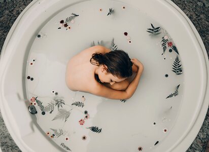 Woman girl bathing photo