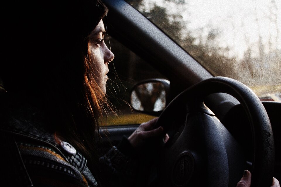 Woman girl drive car