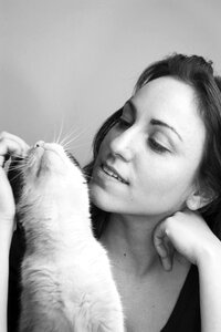 Woman girl cat