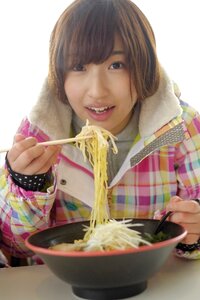 Woman girl eat ramen