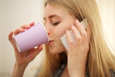 Woman girl drinking photo