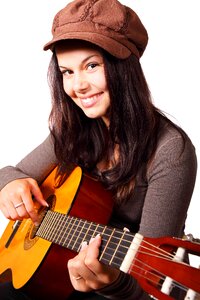 Woman girl playing guitar photo
