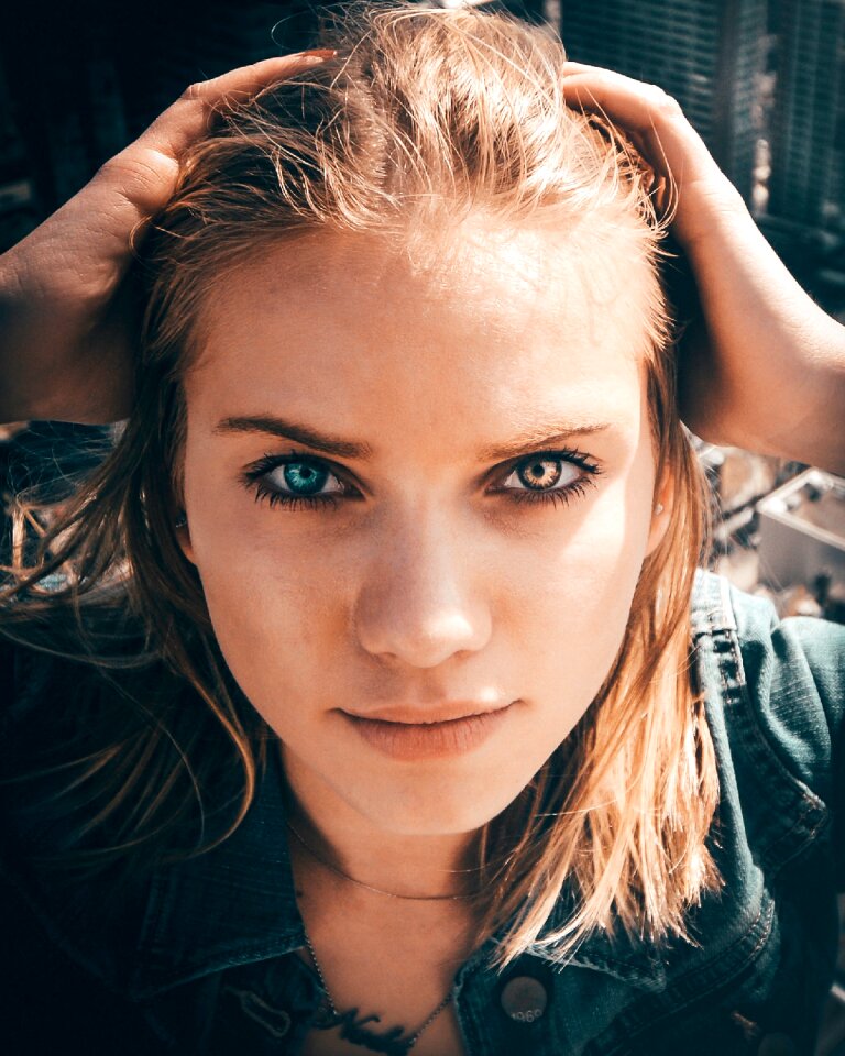 Woman girl portrait heterochromia