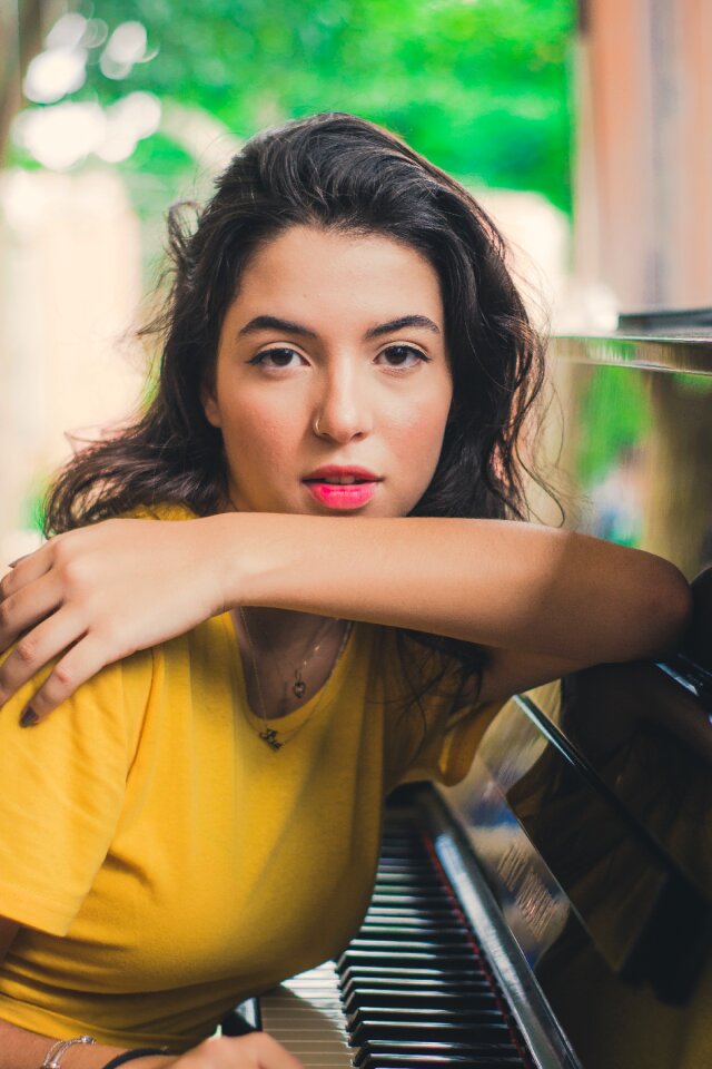 Woman girl portrait piano photo