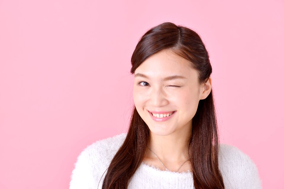 Woman girl portrait wink