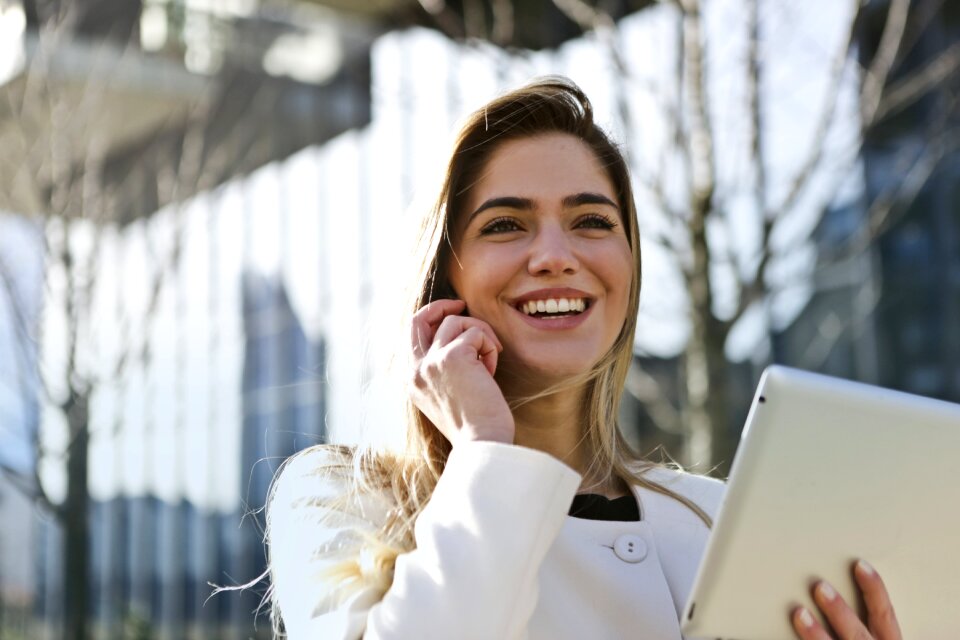 Woman girl tablet computer