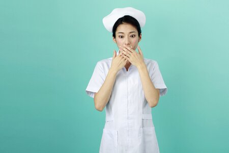 Woman nurse shocked