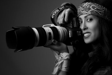 Woman photographer camera