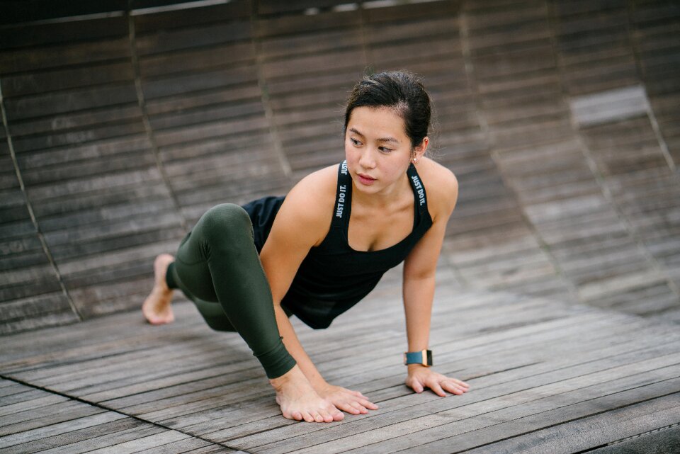 Woman girl yoga stretch