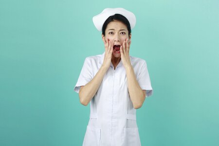 Woman nurse scream photo