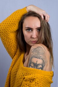 Woman tattoo portrait photo
