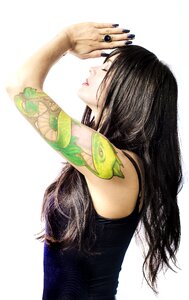 Woman tattoo portrait pray photo