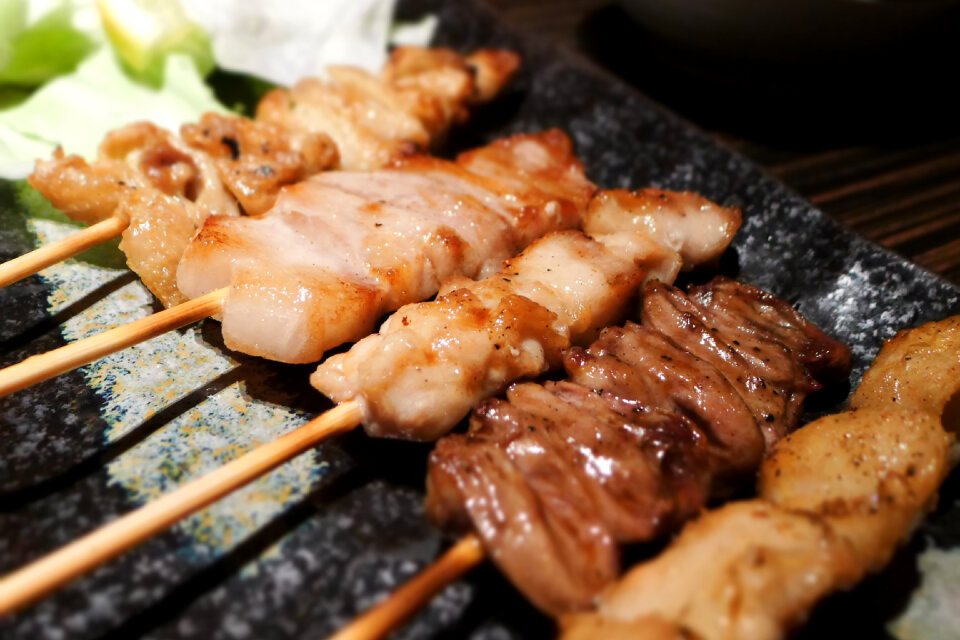 Yakitori skewered chicken