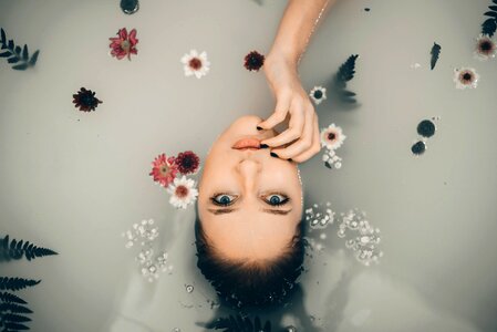 Woman girl bathing