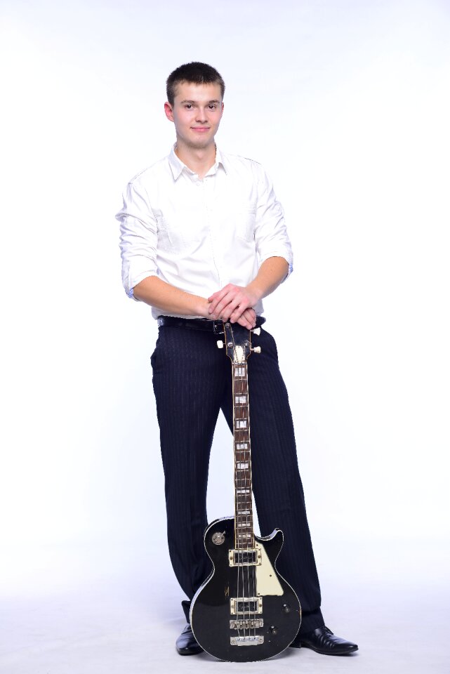 Man portrait bass guitar