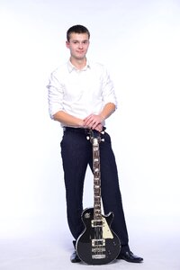 Man portrait bass guitar