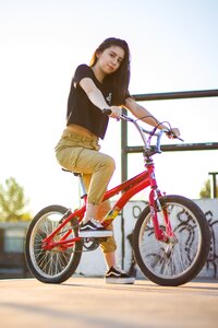 Woman girl portrait bicycle photo