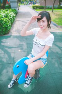 Woman girl spring rider photo