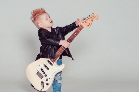 Child boy guitar rock photo