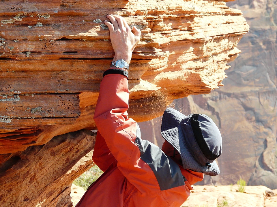 Person mountaineering climb