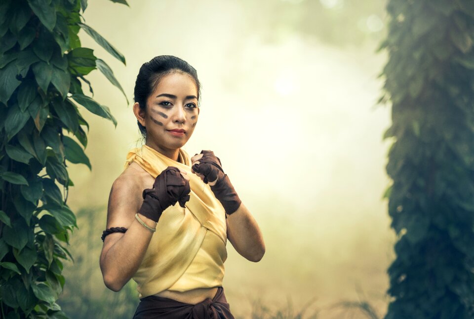 Woman girl fighting pose