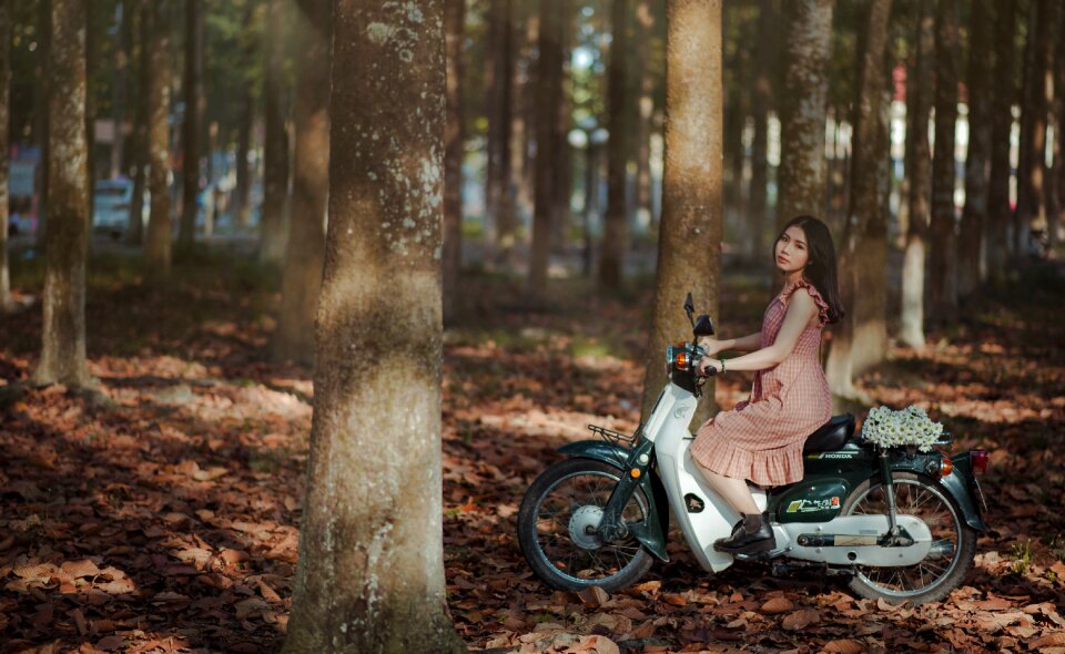 Woman girl motorcycle photo