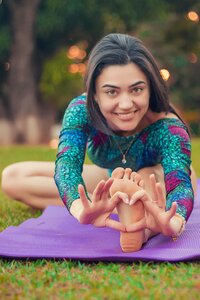 Woman girl stretch exercise photo