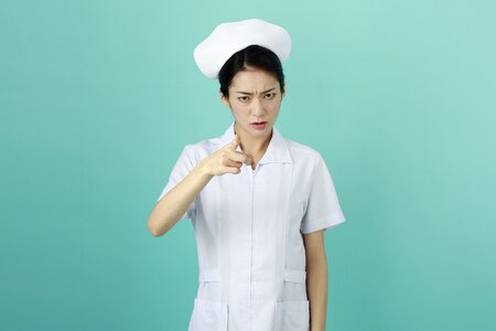 Woman nurse angry