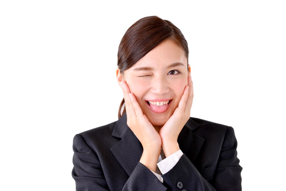 Business woman tongue