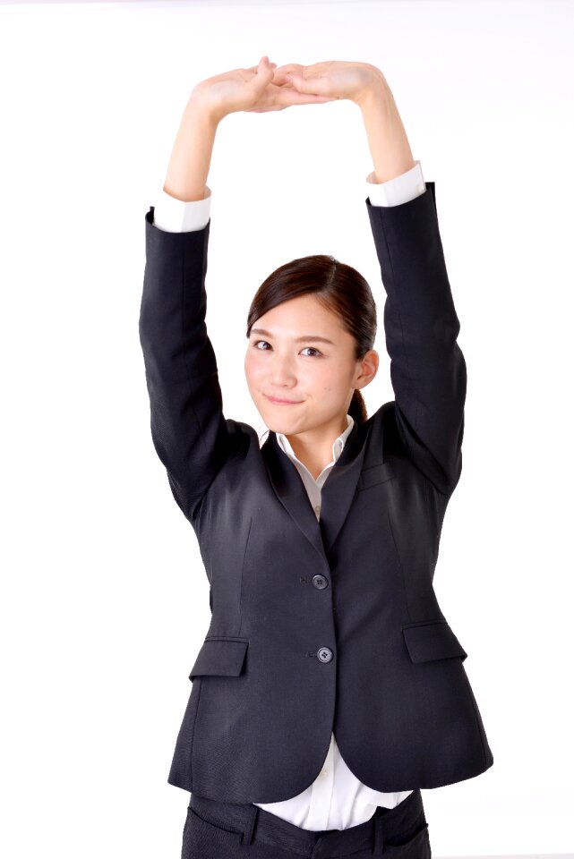 Business woman stretching