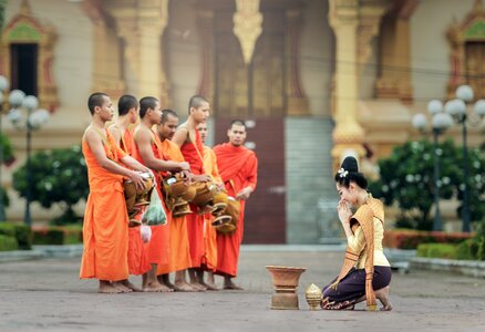 Takuhatsu buddhist monks photo