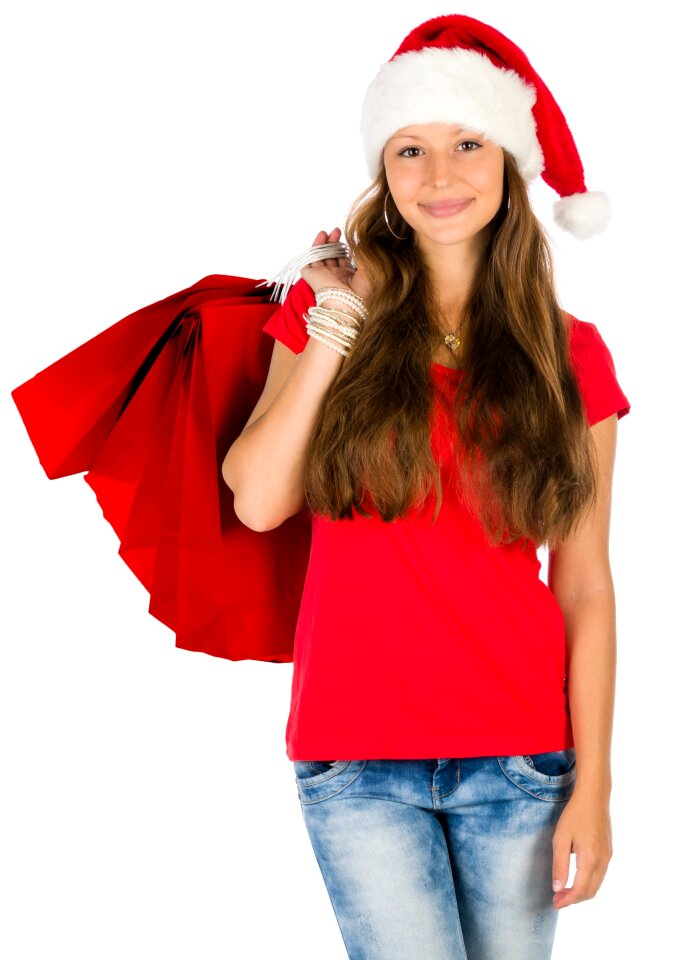 Woman christmas shoppinng bag