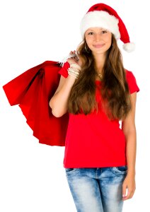 Woman christmas shoppinng bag
