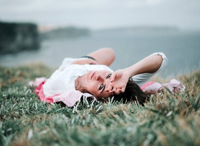 Woman girl laying