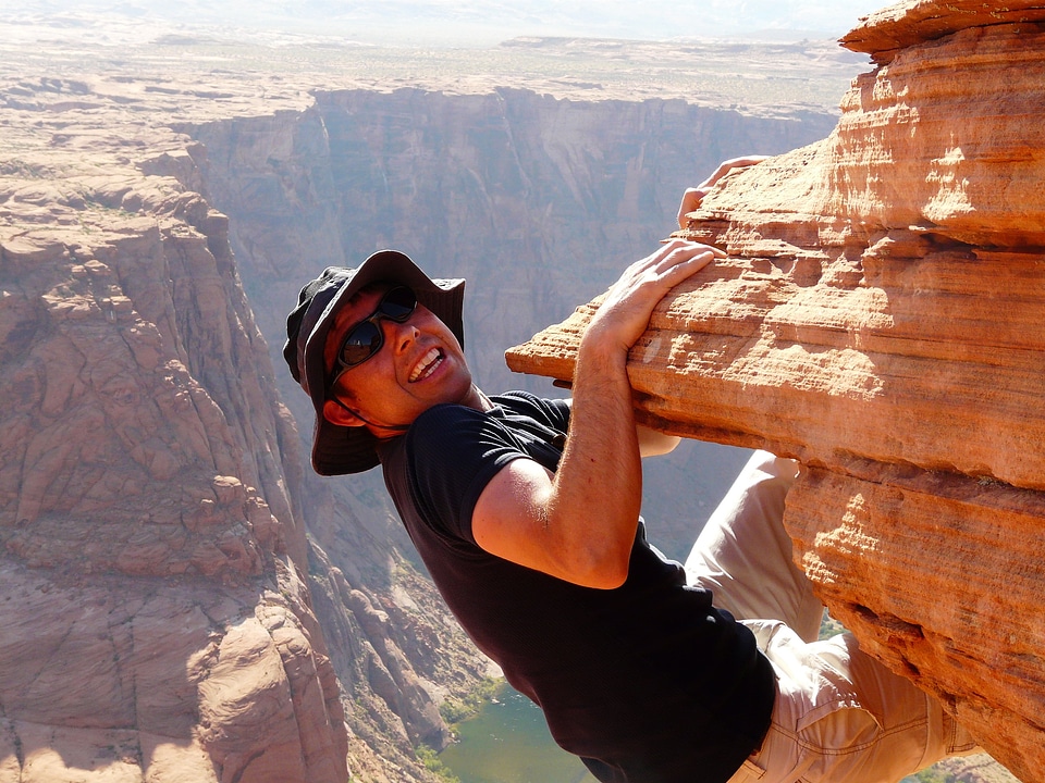 Person mountaineering climb