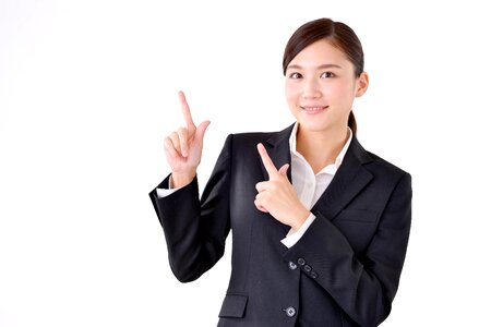 Business woman pointing