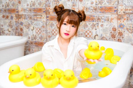 Woman bath rubber duck