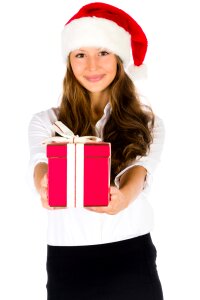 Woman girl christmas gift photo