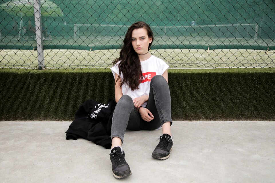 Woman girl sitting