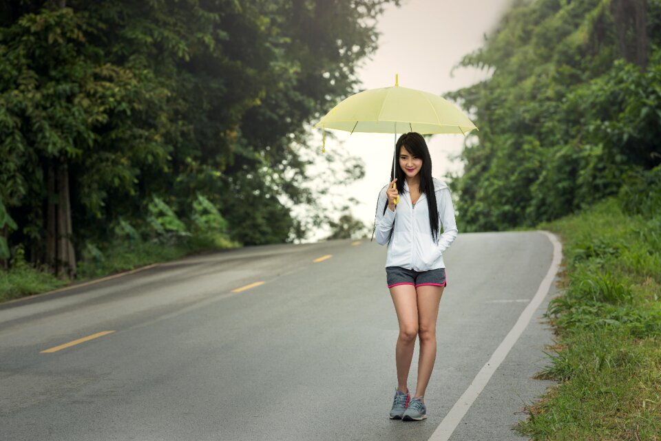 Woman girl umbrella