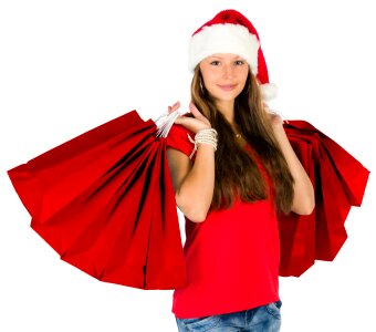 Woman christmas shoppinng bag