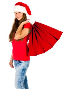 Woman christmas shoppinng bag