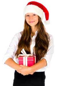 Woman girl christmas gift photo