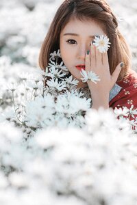 Woman girl flower photo