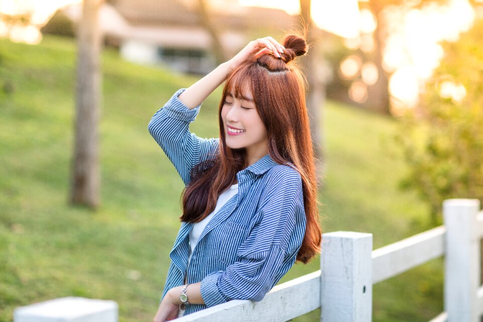 Woman girl closed eyes